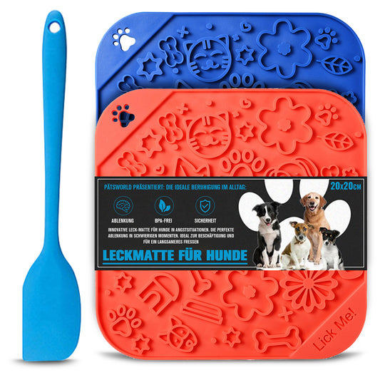 Leckmatte 2er Pack Schleckmatte mit Silikonspachtel | BPA-Frei