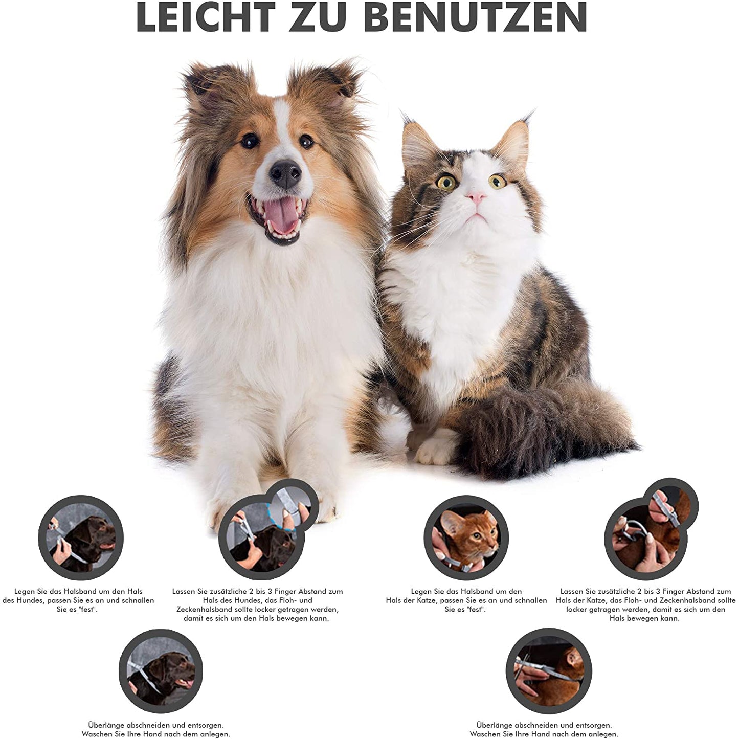 Zeckenhalsband für Hunde und Katzen gegen Zecken, Flöhe & Milben bis zu 8-Monatiger Schutz